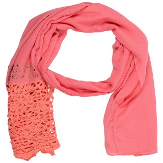 Designer Half Net Diamond Stole- Pink